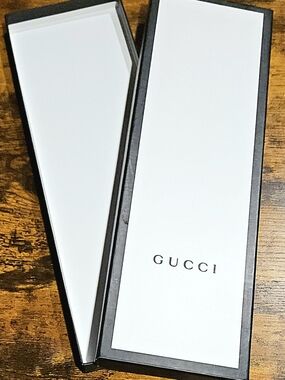 Gucci Slim Long Box Black White 15in Luxury Gift Packaging